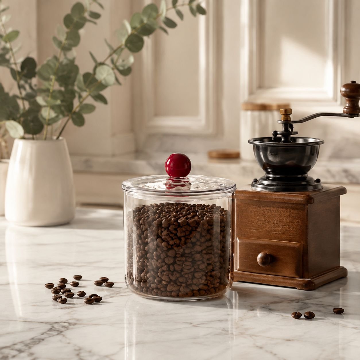 Bocal hermétique pour grains de café et aliments secs