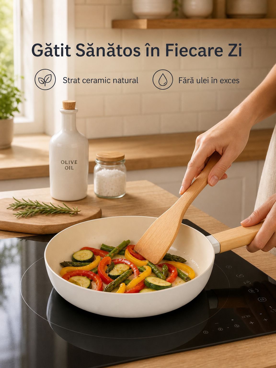 Tigaie ceramică antiaderentă în stil japonez