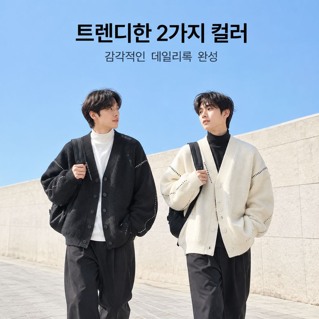 가을용 남성 오픈 가디건 니트 스웨터, 루즈핏 V넥 스타일