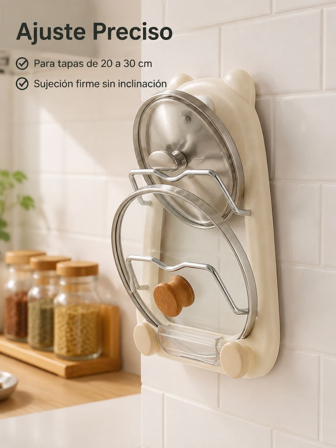 Soporte multicapa de tapas de ollas con ventosa para el hogar