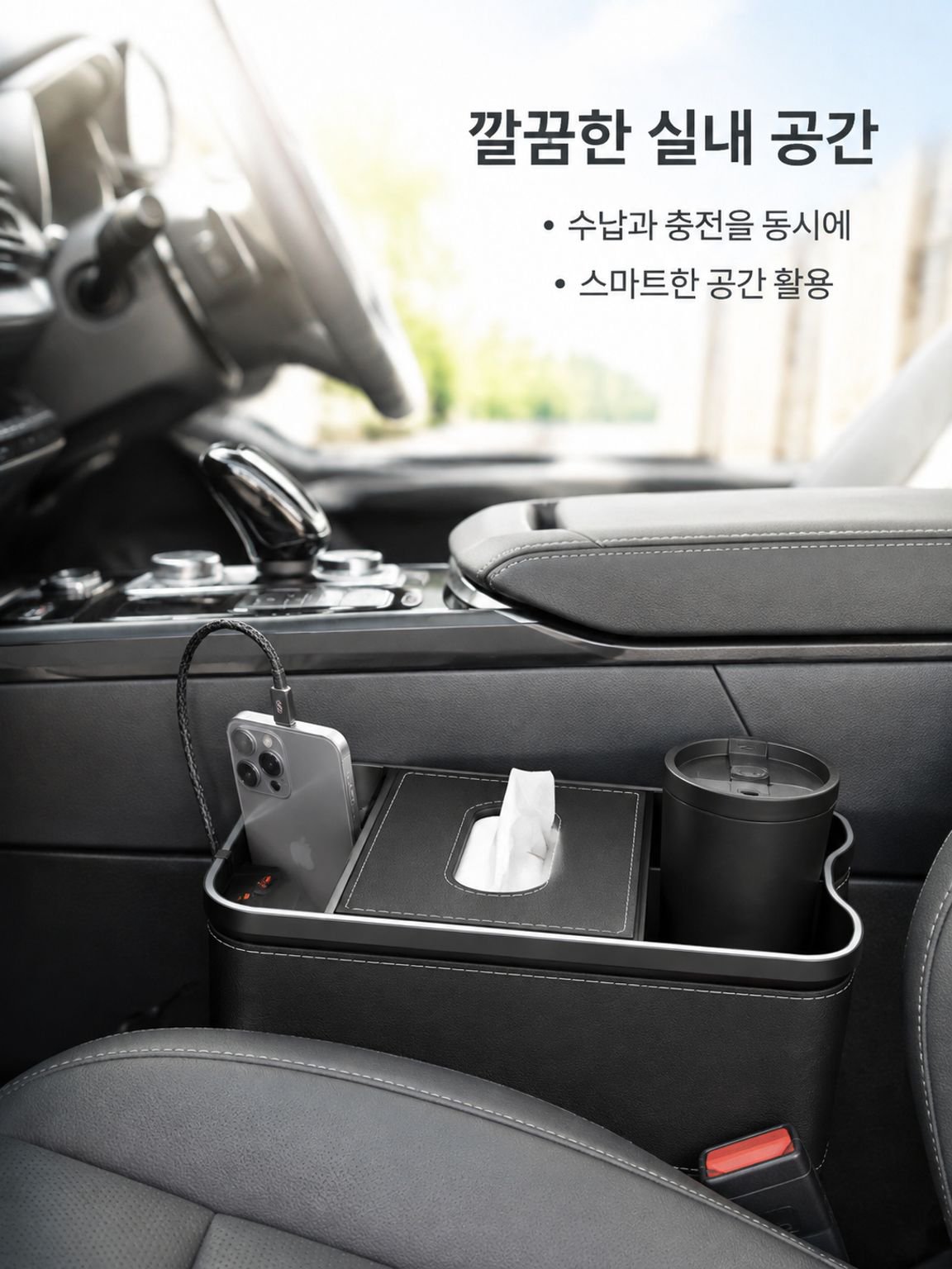 다채롭고 화려한 분위기 조명 차량용 수납함