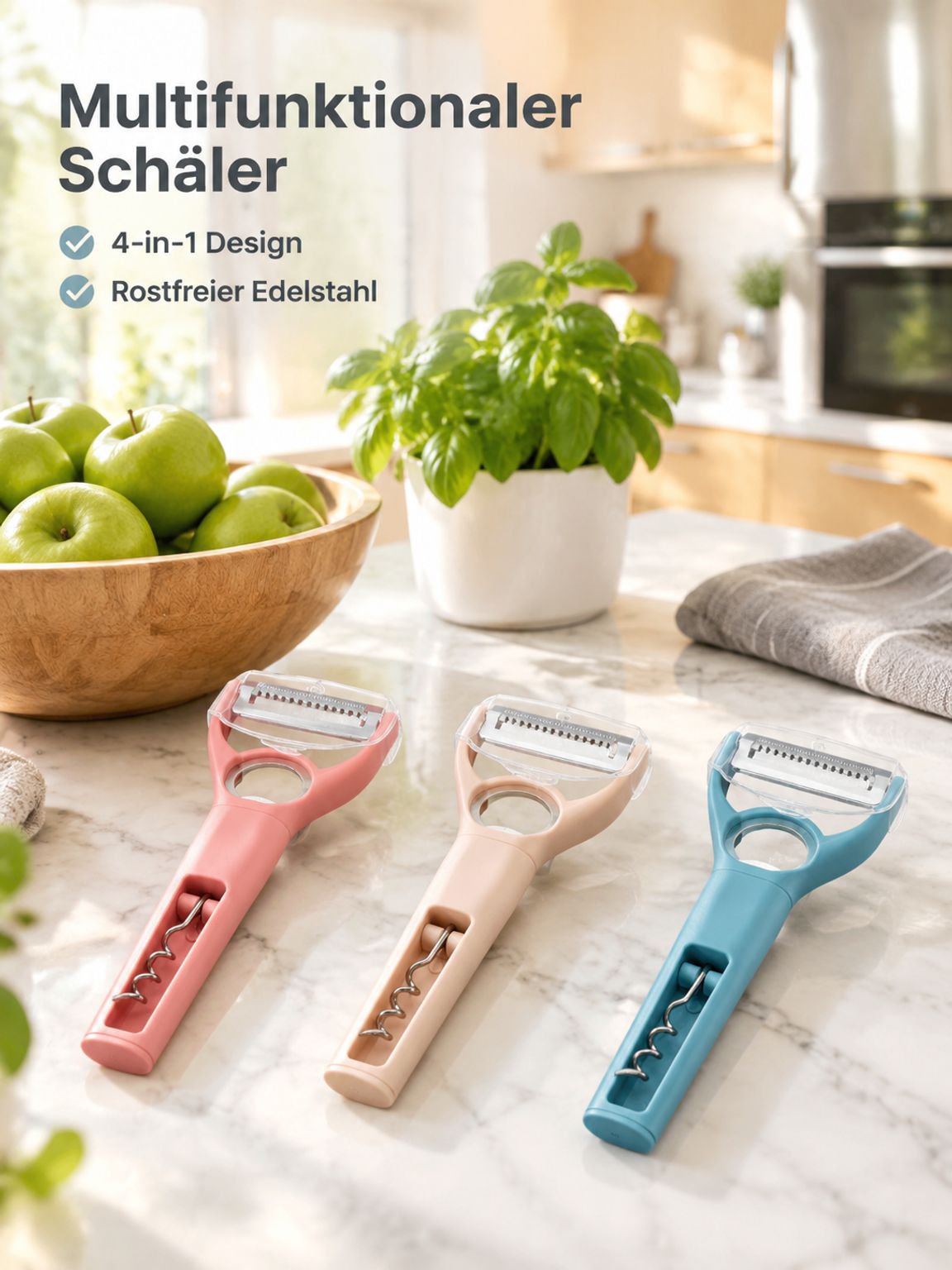 Multifunktionales Schälwerkzeug-Set aus Edelstahl: Kartoffel- und Obstschäler, Reibe