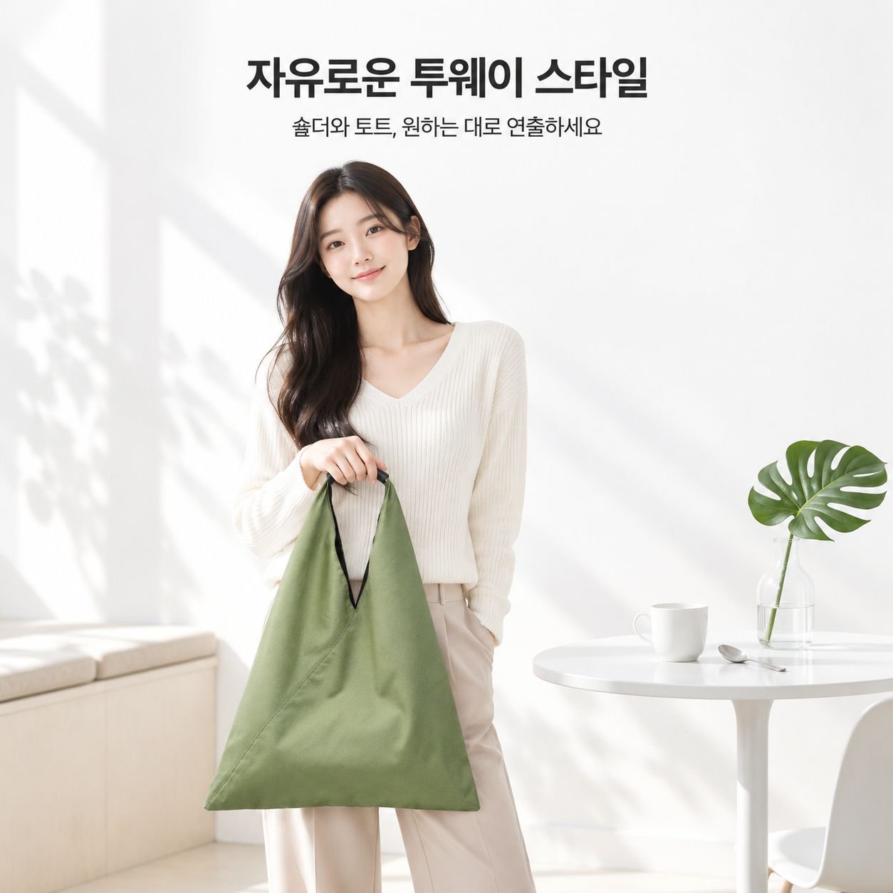 스타일리시 심플 한국 버전 대용량 패치워크 캔버스 가방