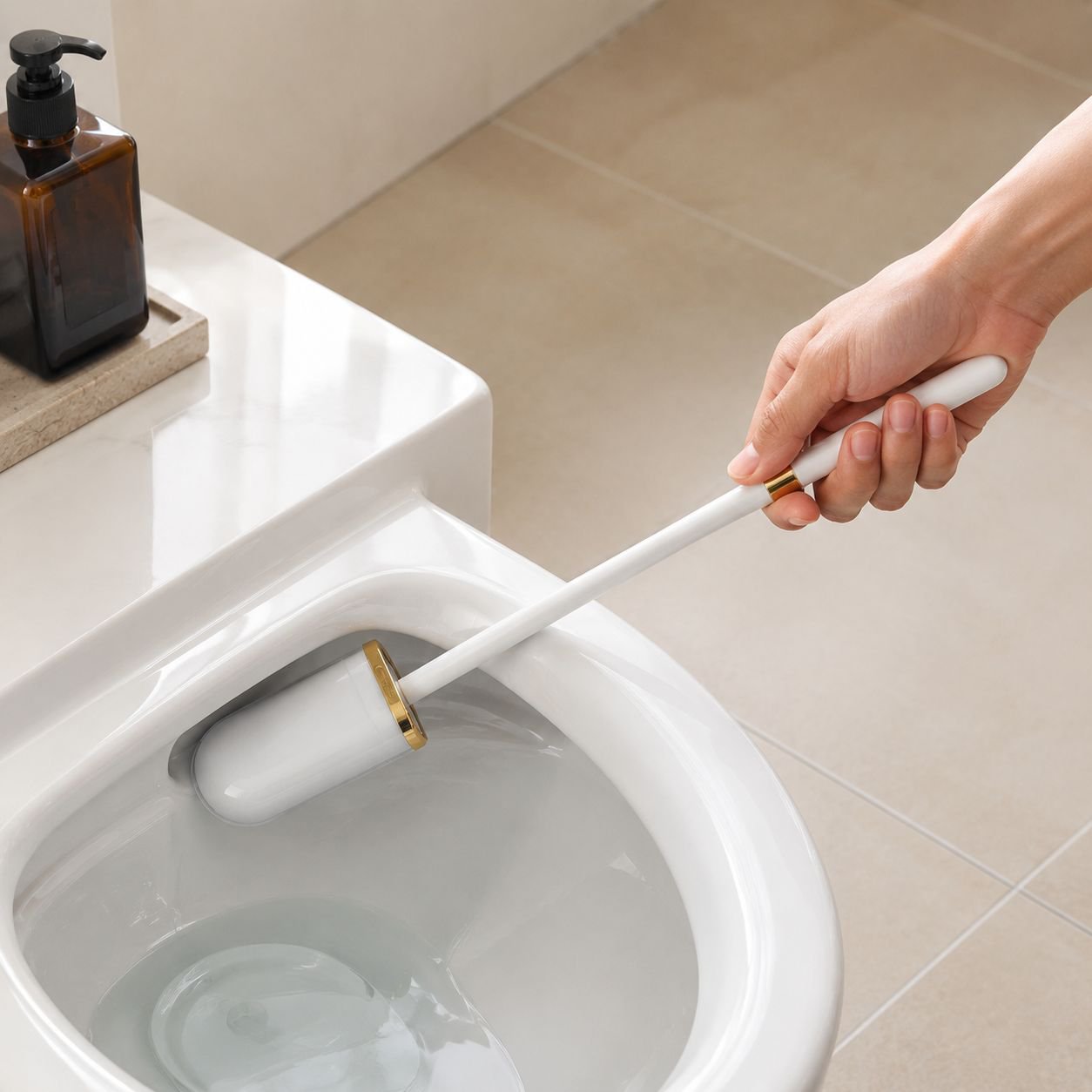 Neue Toilettenbürste fürs Badezimmer, kein toter Winkel, wandmontierte Toilettenbürste aus Silikon f