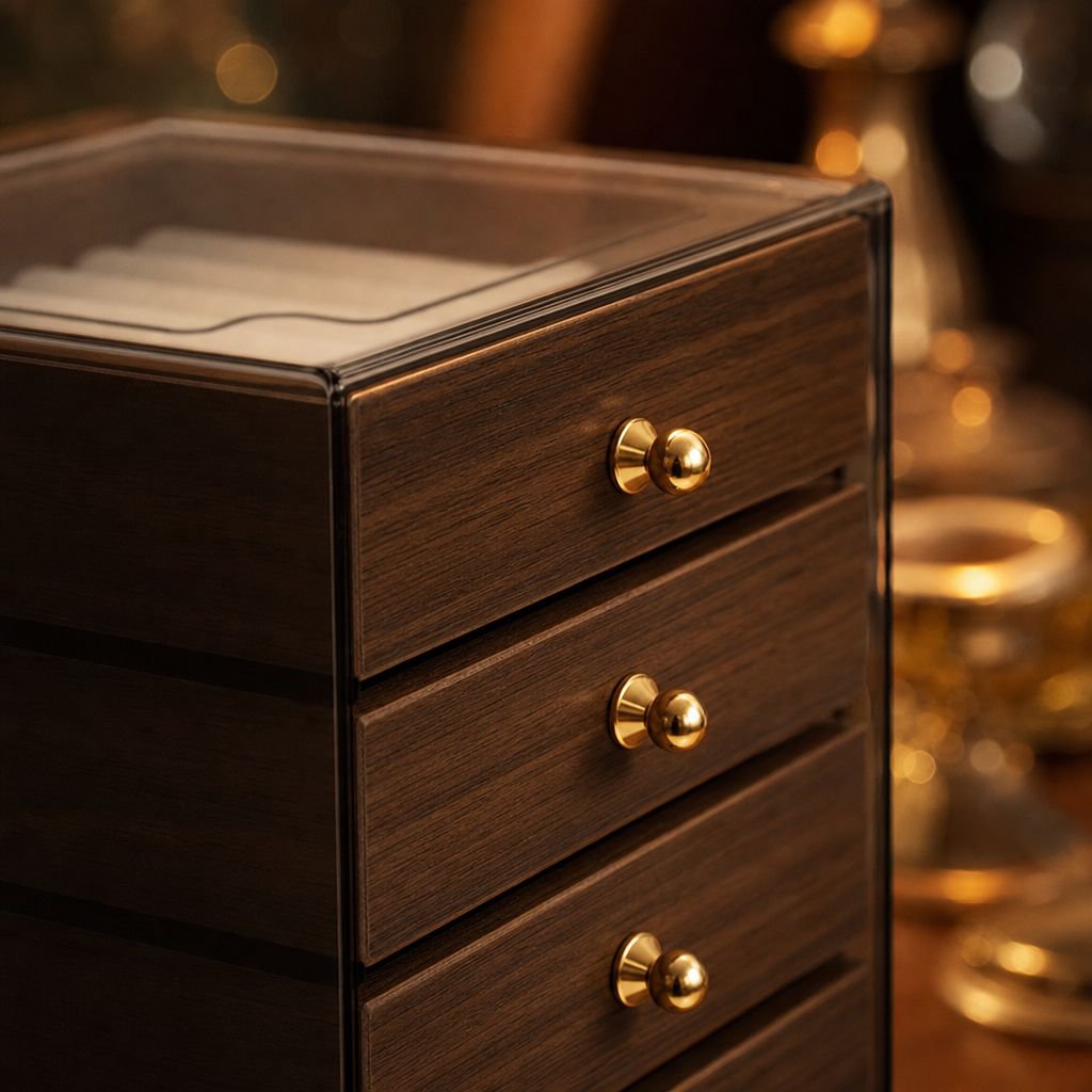 Bracelet display and storage in multi-layer jewelry case