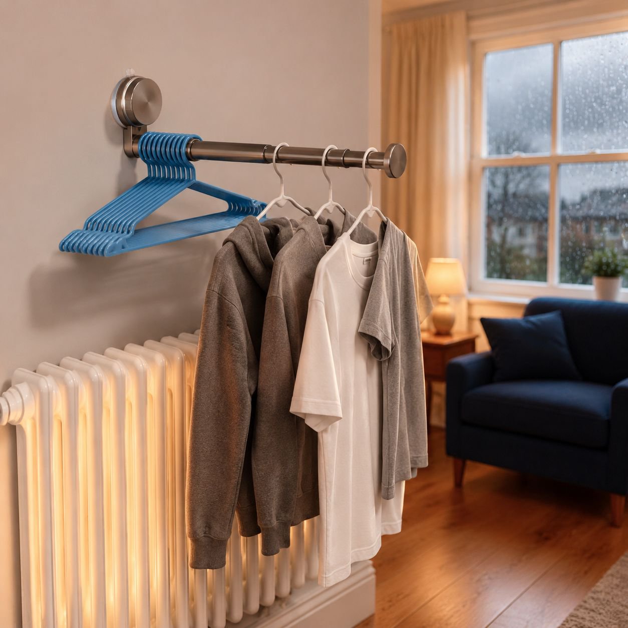Easy-to-install laundry rack with strong suction cups