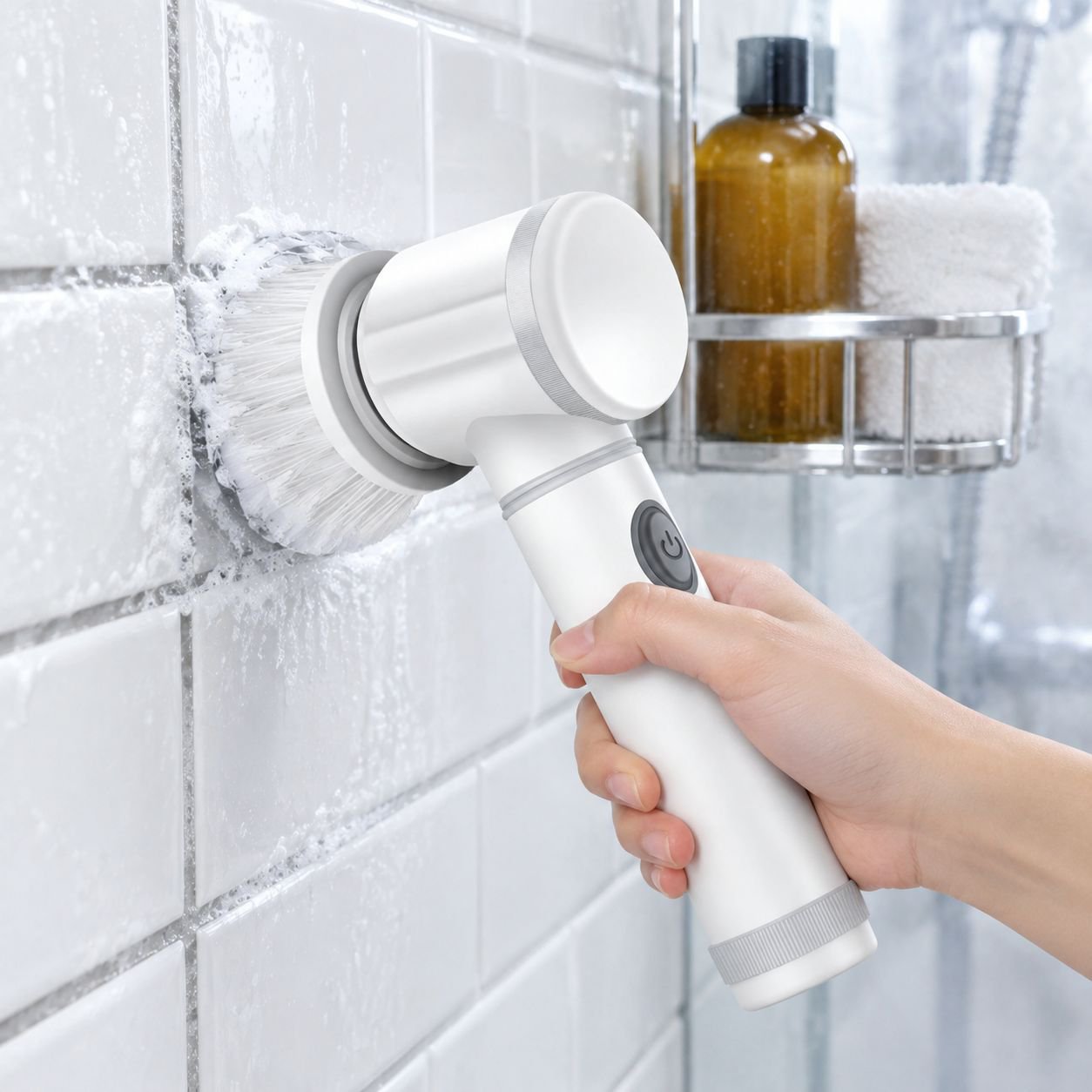 Cleaning tool set used on a bathroom bathtub