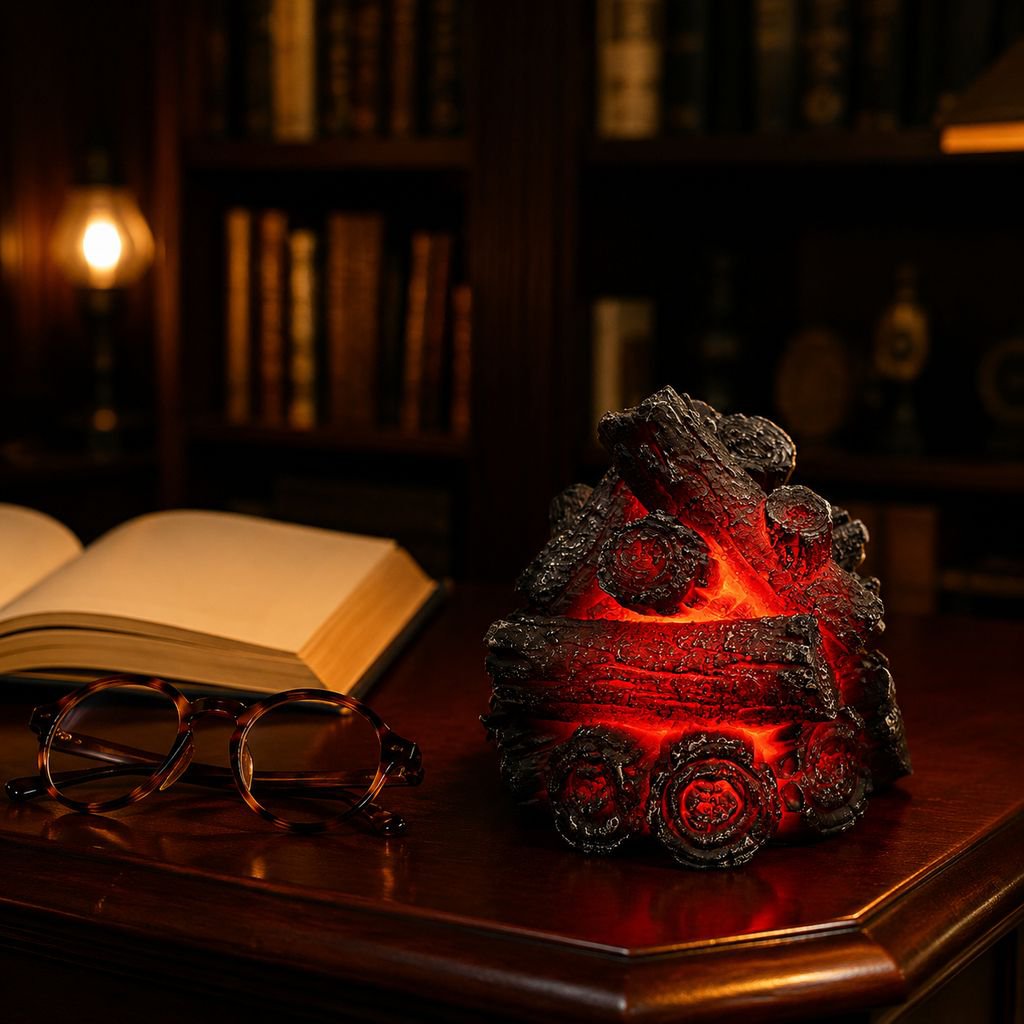 Battery operated fireplace decor with LED flame
