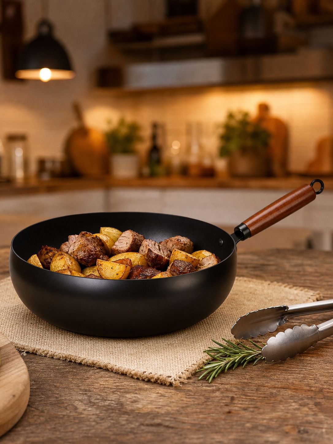 Easy to clean nonstick skillet with deep sides