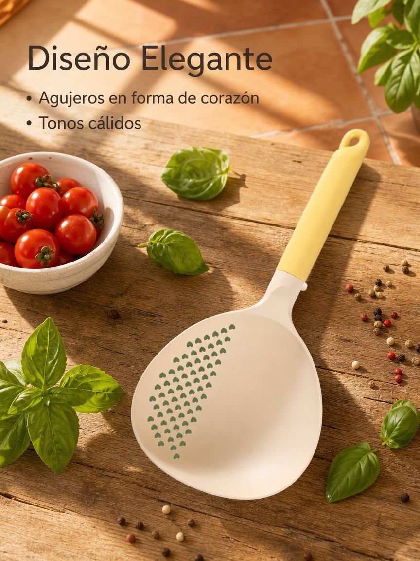 Cucharón de cocina resistente al calor con función de colador para uso doméstico