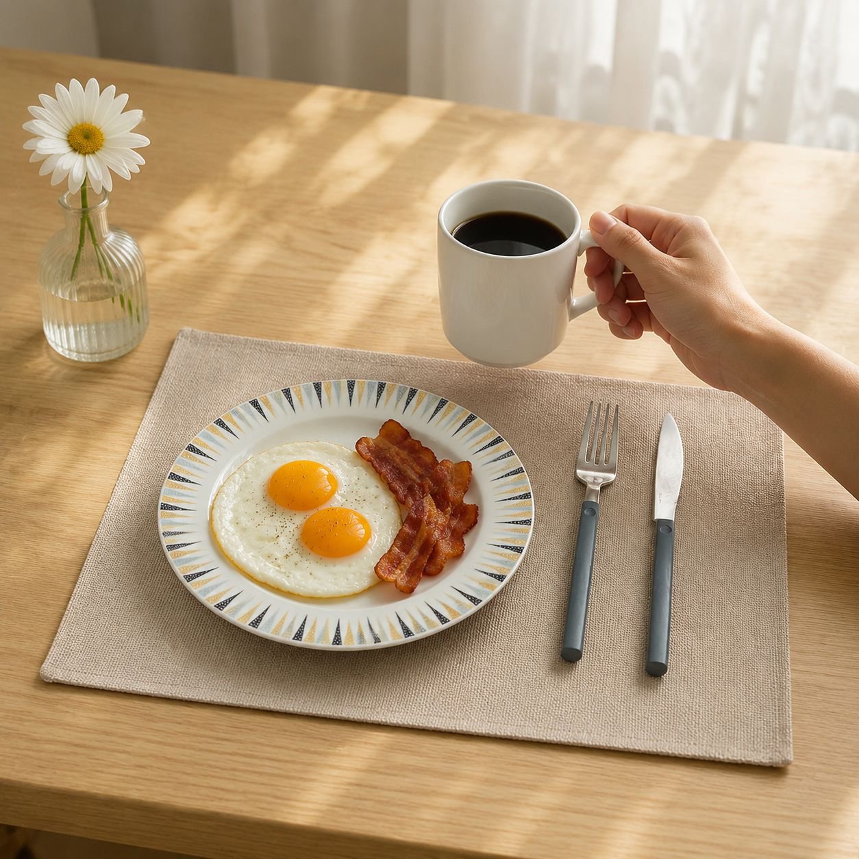 Double-layer imitation linen placemat on dining table