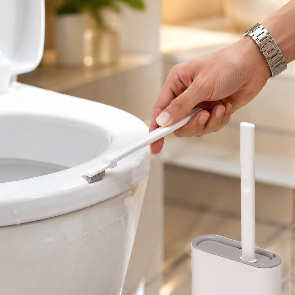 Bathroom Wall Mounted Toilet Brush Set (2 Brushes & 1 Holder), Flexible Cleaning