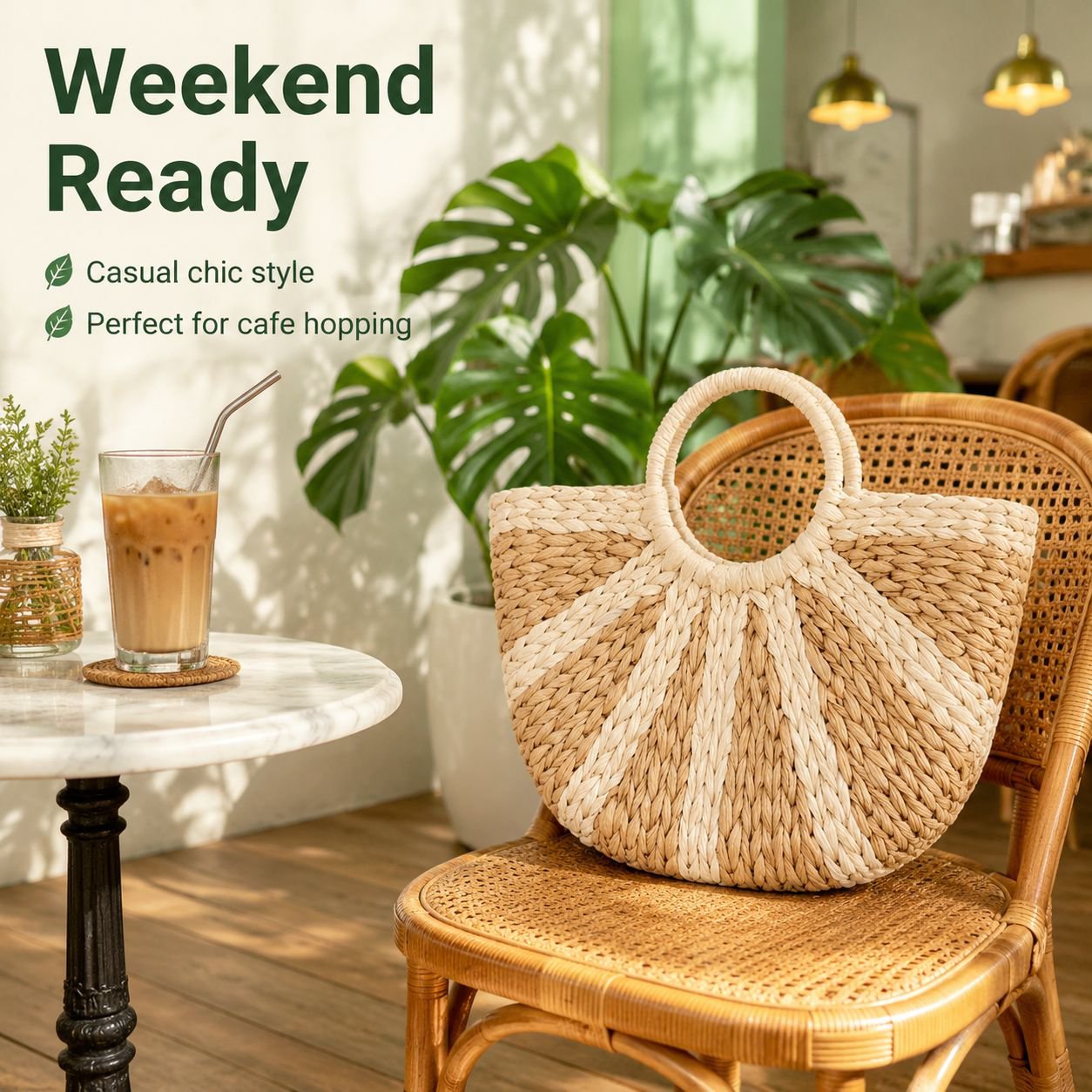 Fashion Straw Beach Tote for Women, Summer Gift Handbag