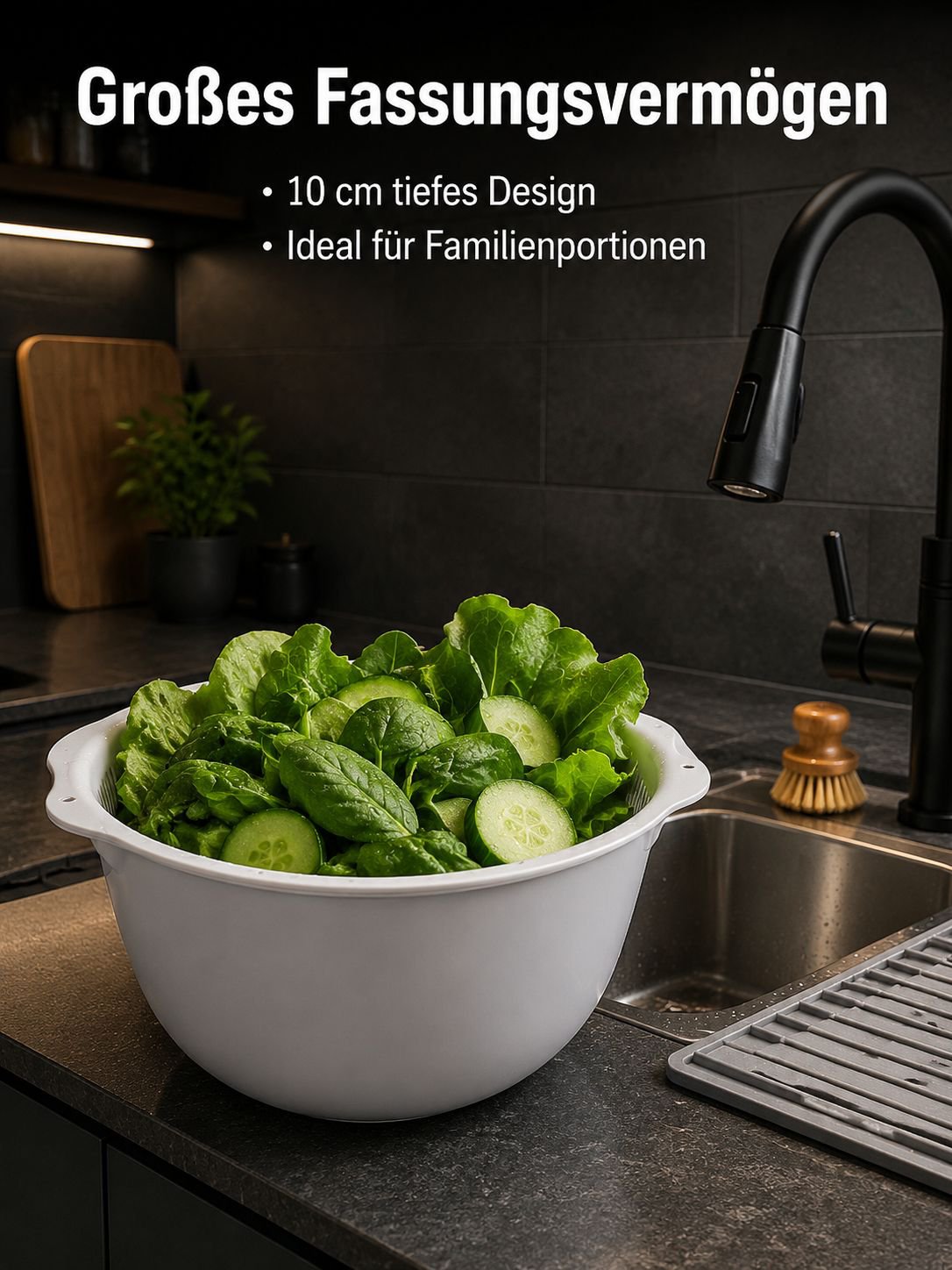 Doppeltes Abtropfkorb-Set, 6-teiliges Küchen-Set für Obst und Gemüse