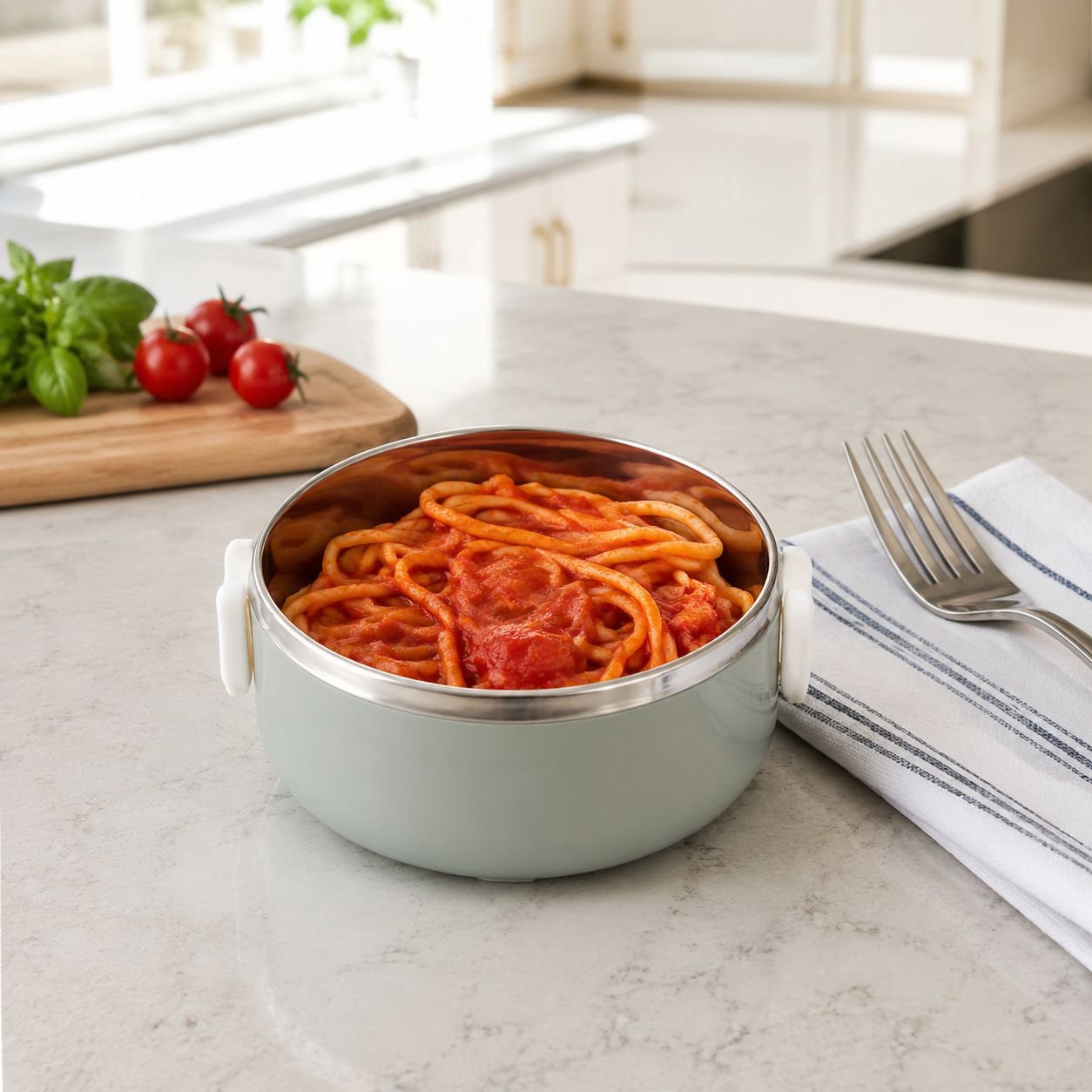 Cute Japanese kids lunch box with stainless steel interior