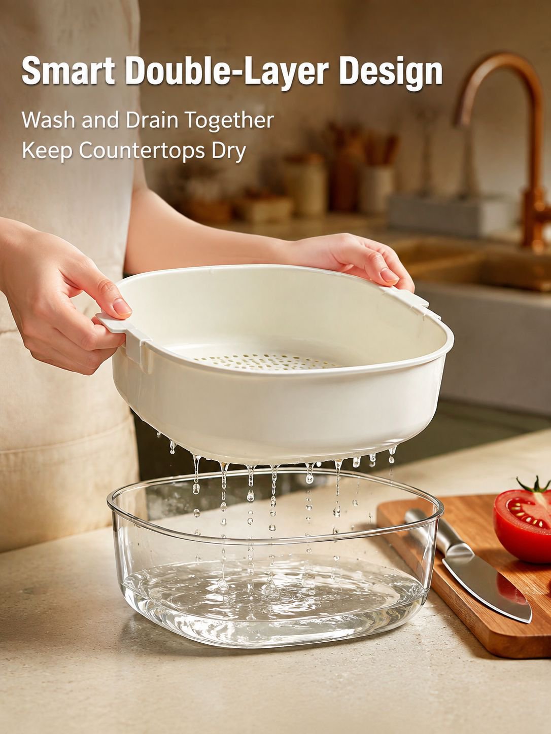 Double-Layer Produce Drain Basket