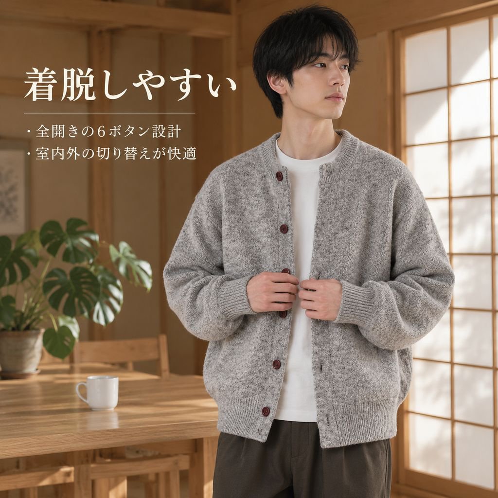 メンズ 秋冬用 厚手ニットカーディガン
