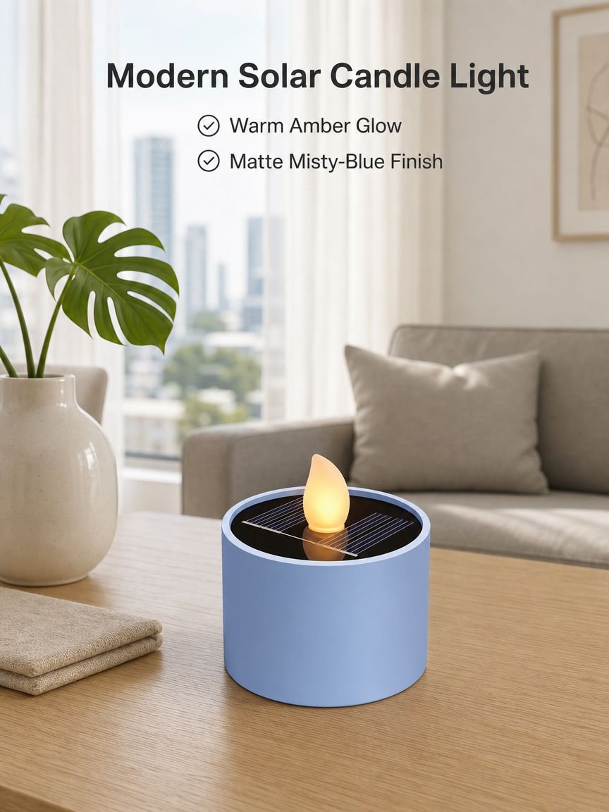 Solar-powered candle night light