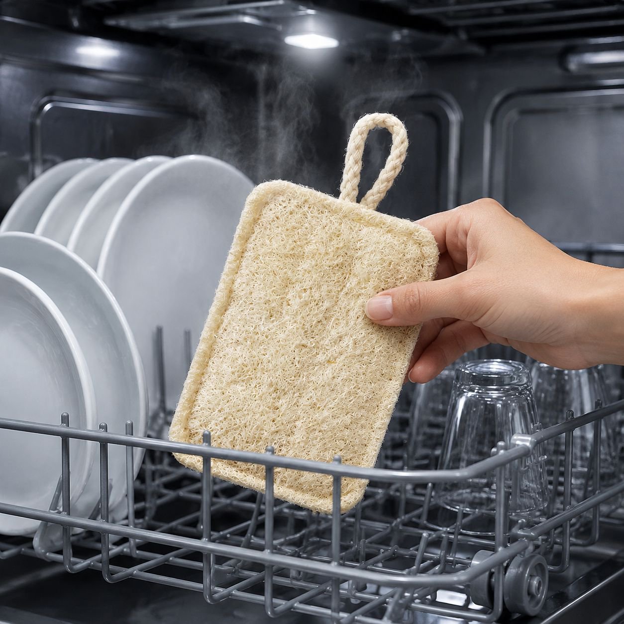 Reusable scrubbing sponge for dishes and surfaces
