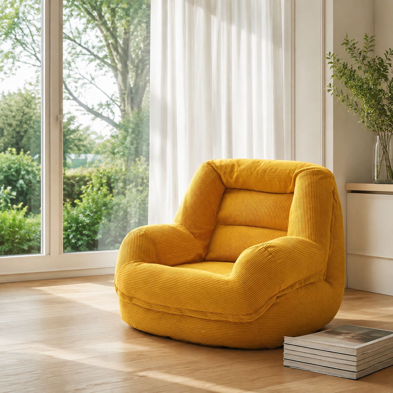 Tatami-style bean bag sofa for balcony relaxation