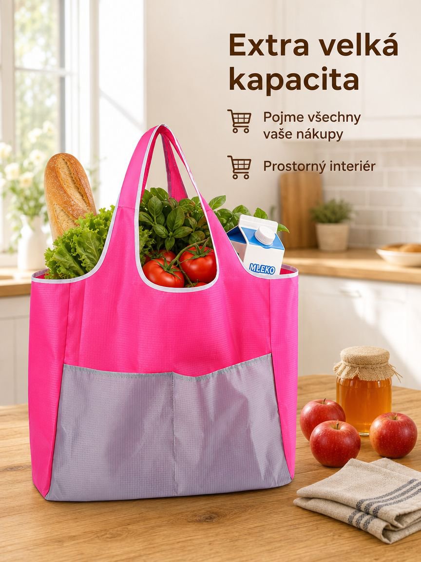 Ekologická přenosná skládací nákupní taška, velká nákupní taška z Oxfordu