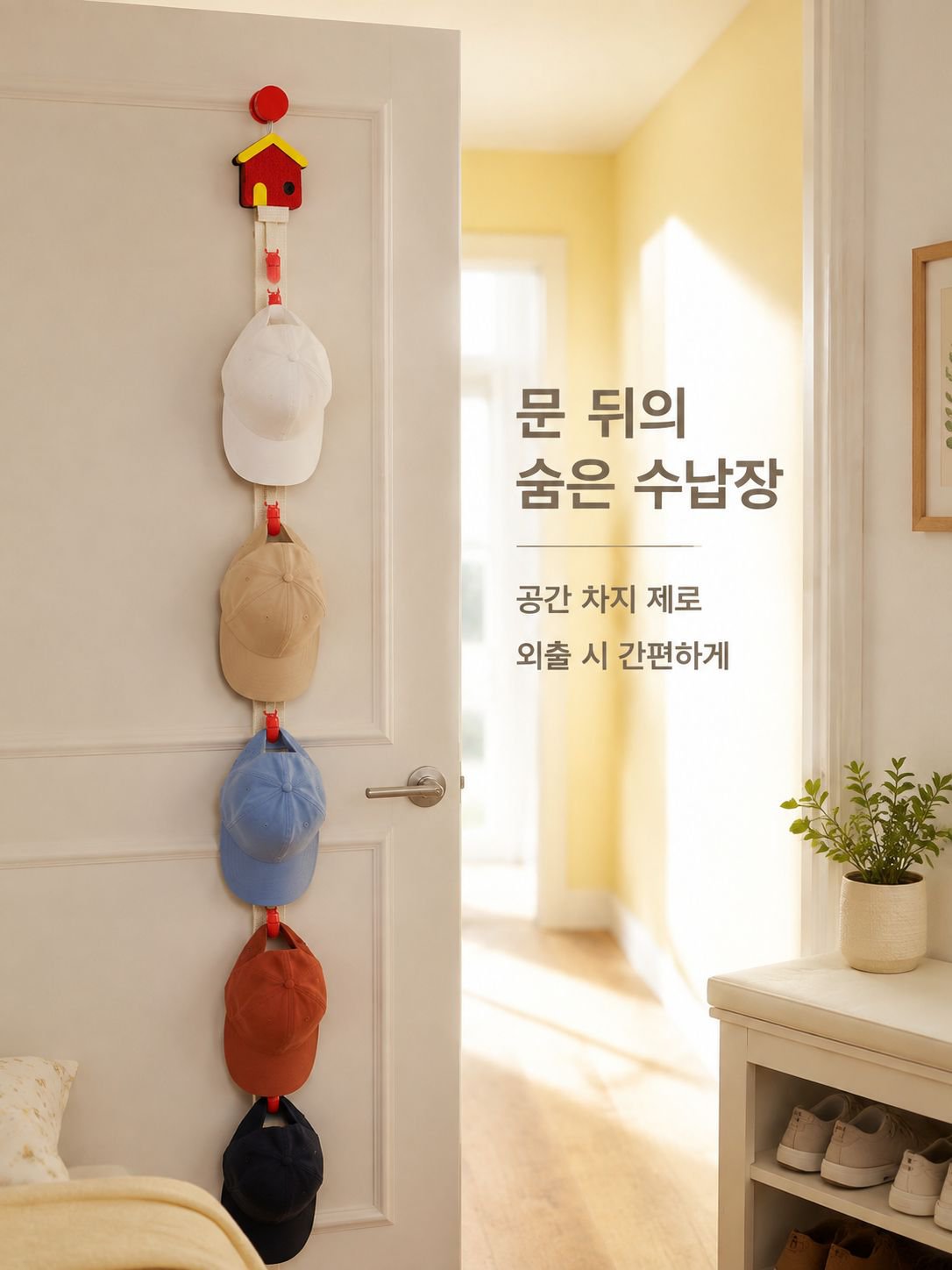 간편하게 설치하는 모자 정리대