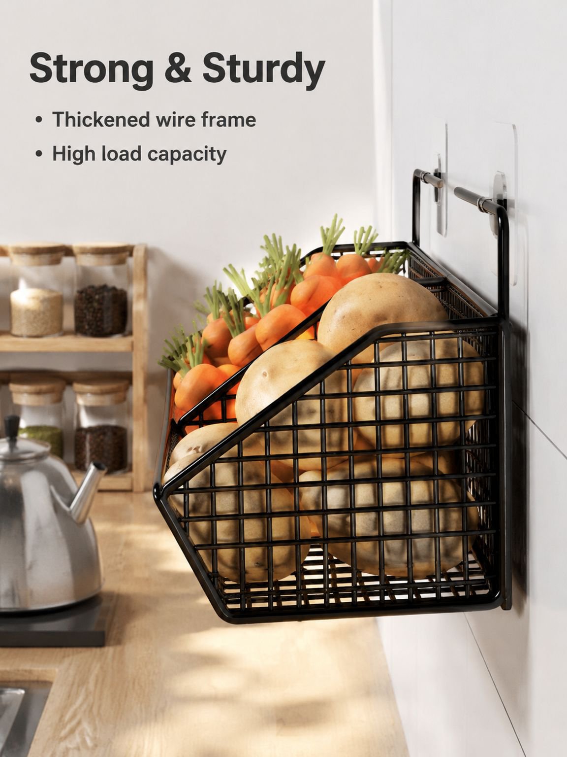 No-Drill Kitchen Wall Storage Shelf