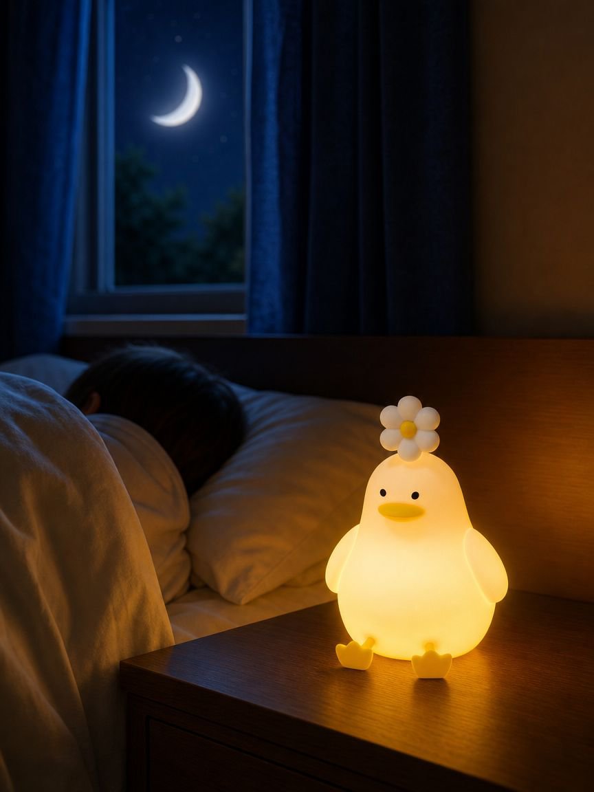 Ambient silicone night light for toddler room