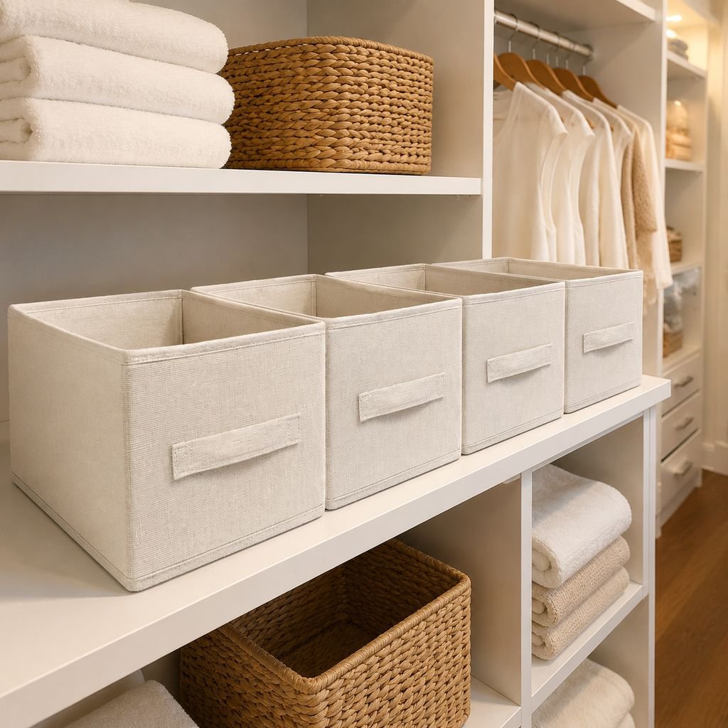 Extra large cotton and linen organizer bin for home storage
