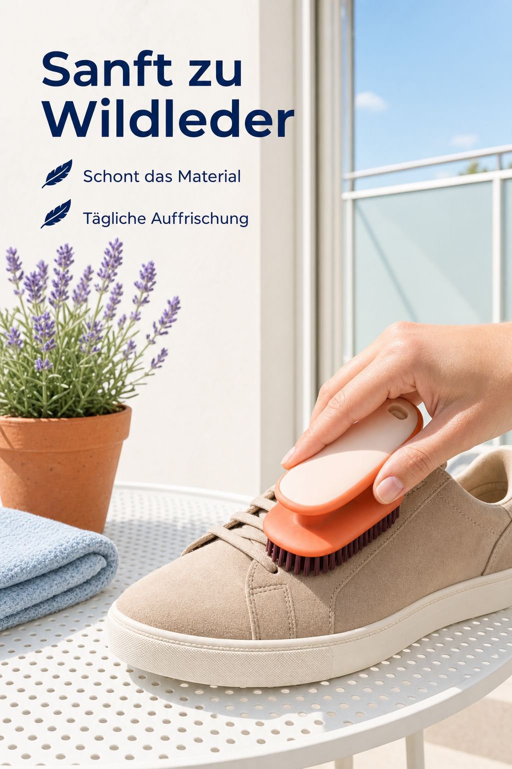 Fussel-freie Schuhbürste mit Kontrastfarben