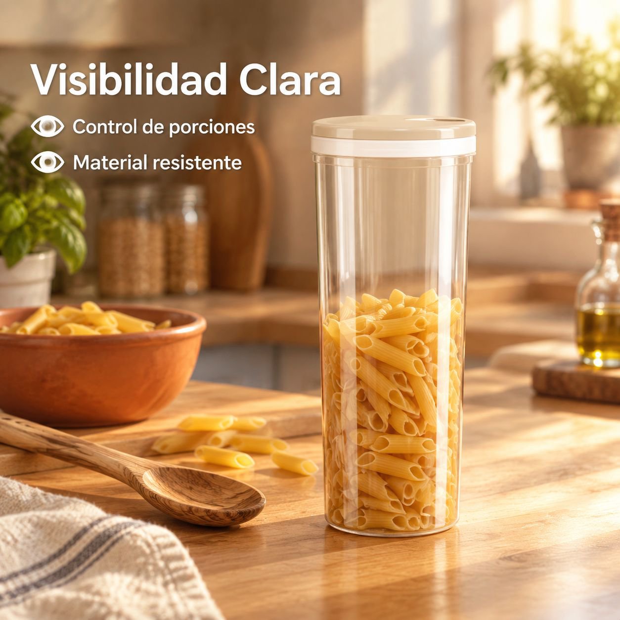 Contenedor Hermético Para Pasta Y Granos Organizador De Cocina