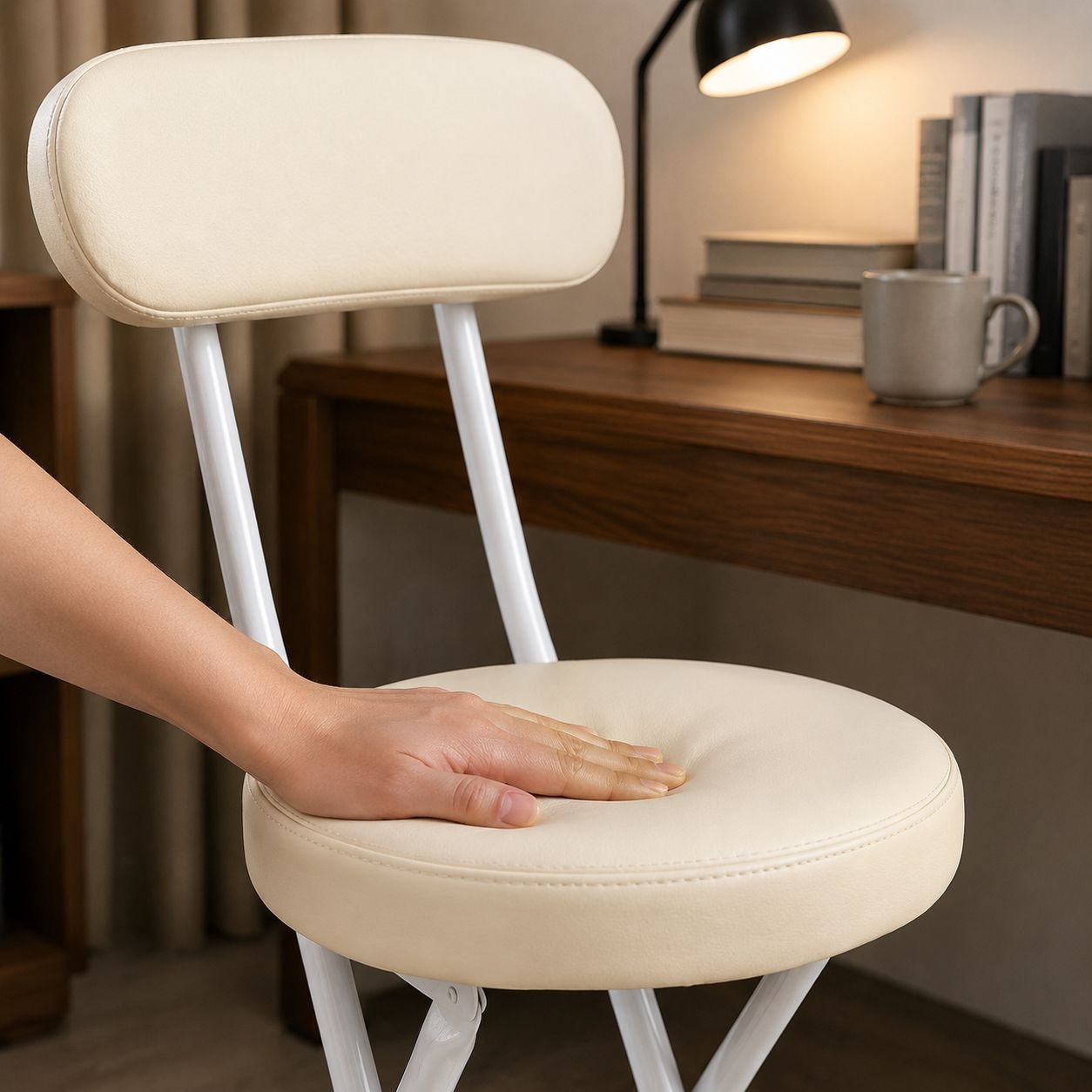 Portable Tubular Folding Chair, Dining Table Chair, Student Dormitory Use