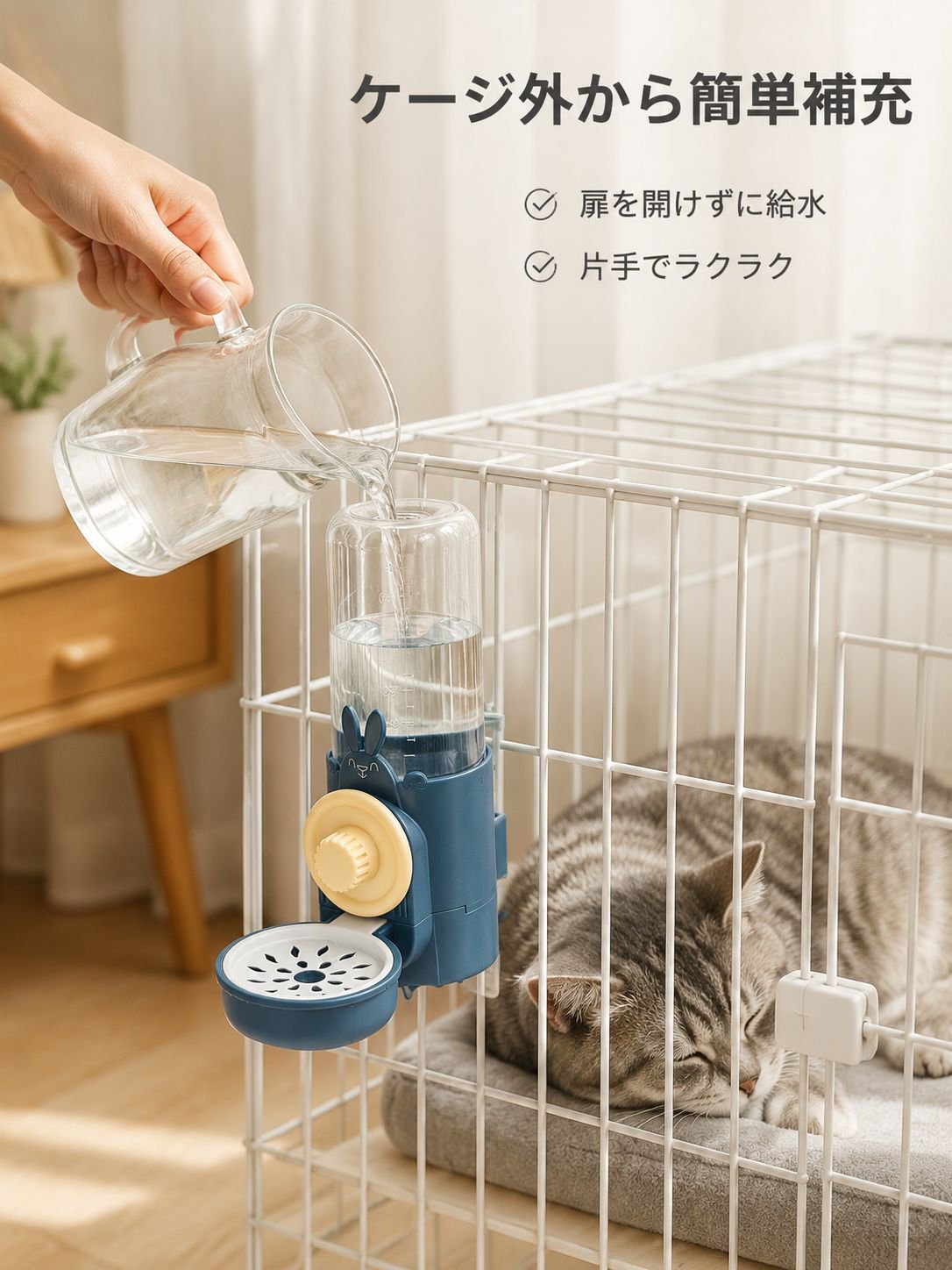 携帯用フック付きペット給水器