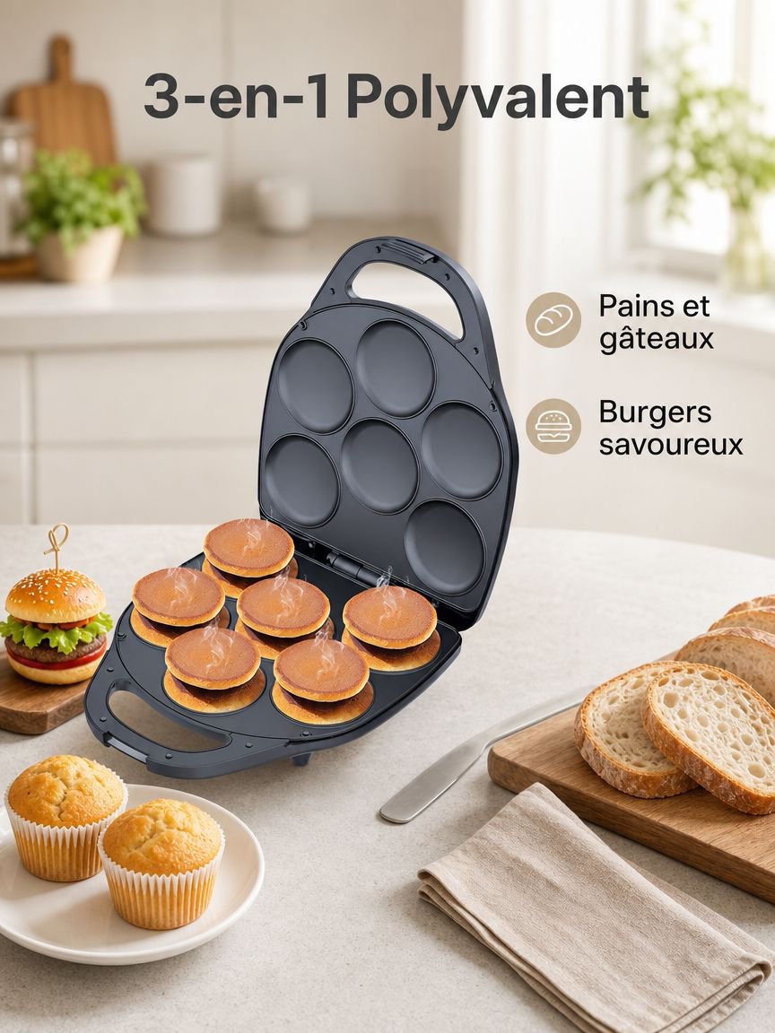Appareil à pain, gâteau et hamburger multifonction pour le petit-déjeuner