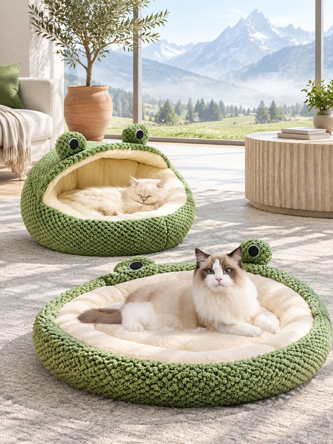 Gemütlicher Schlafplatz im Frosch-Design für Haustiere