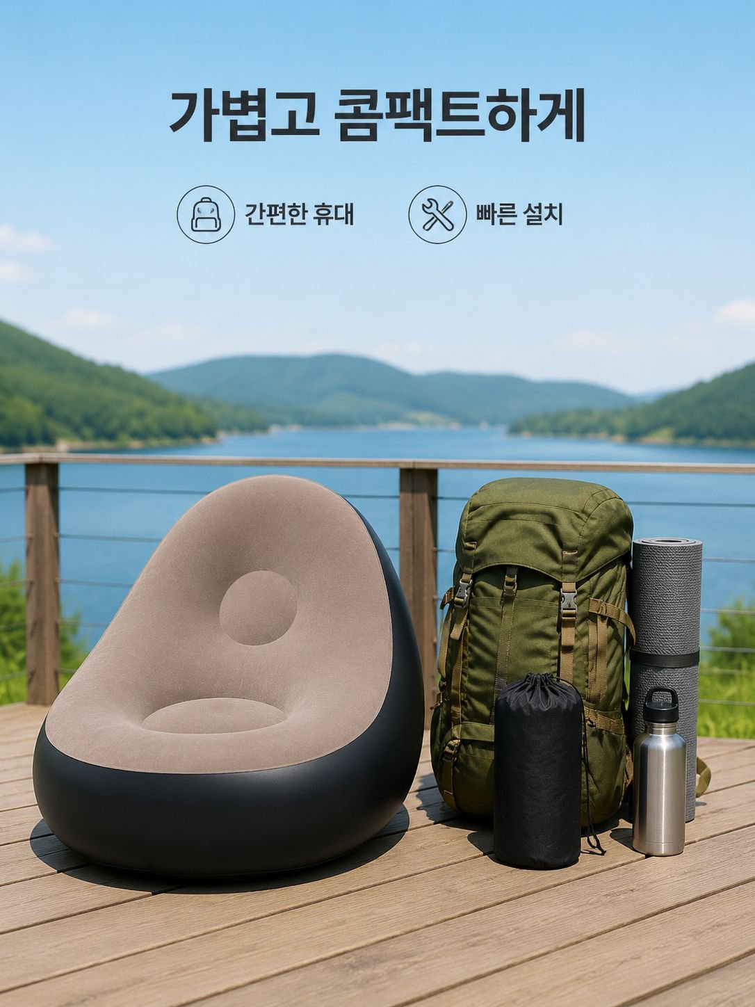 휴대용 아웃도어 도톰 접이식 에어 소파