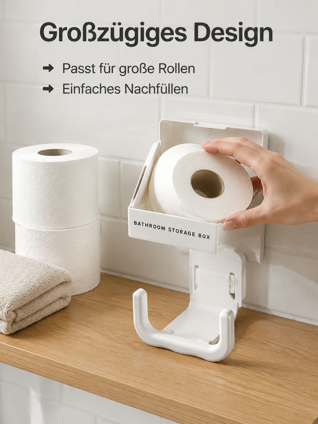 Toilettenpapierhalter mit zusätzlichem Ablagefach