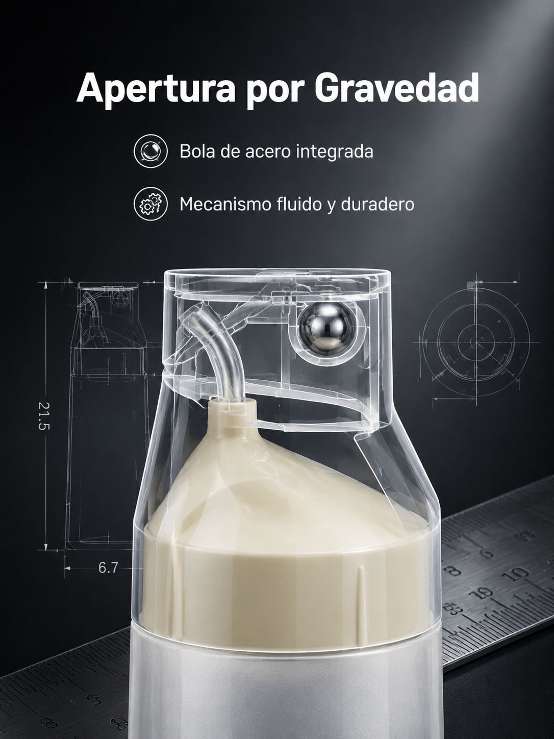 Botella de vidrio para condimentos de diseño sencillo