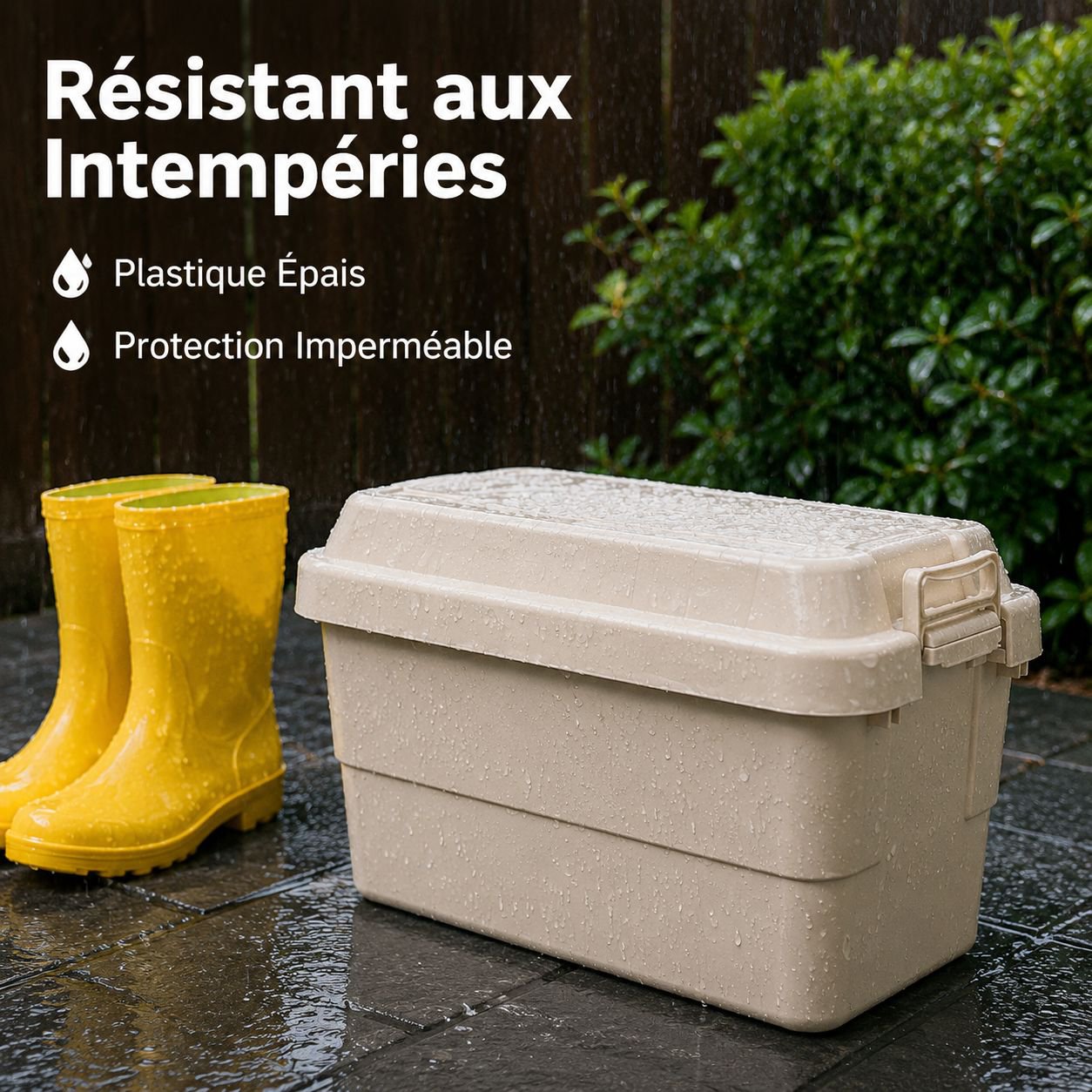 Maison de paille Organisateur en plastique épais Boîte de rangement extérieure avec couvercle Boîte 
