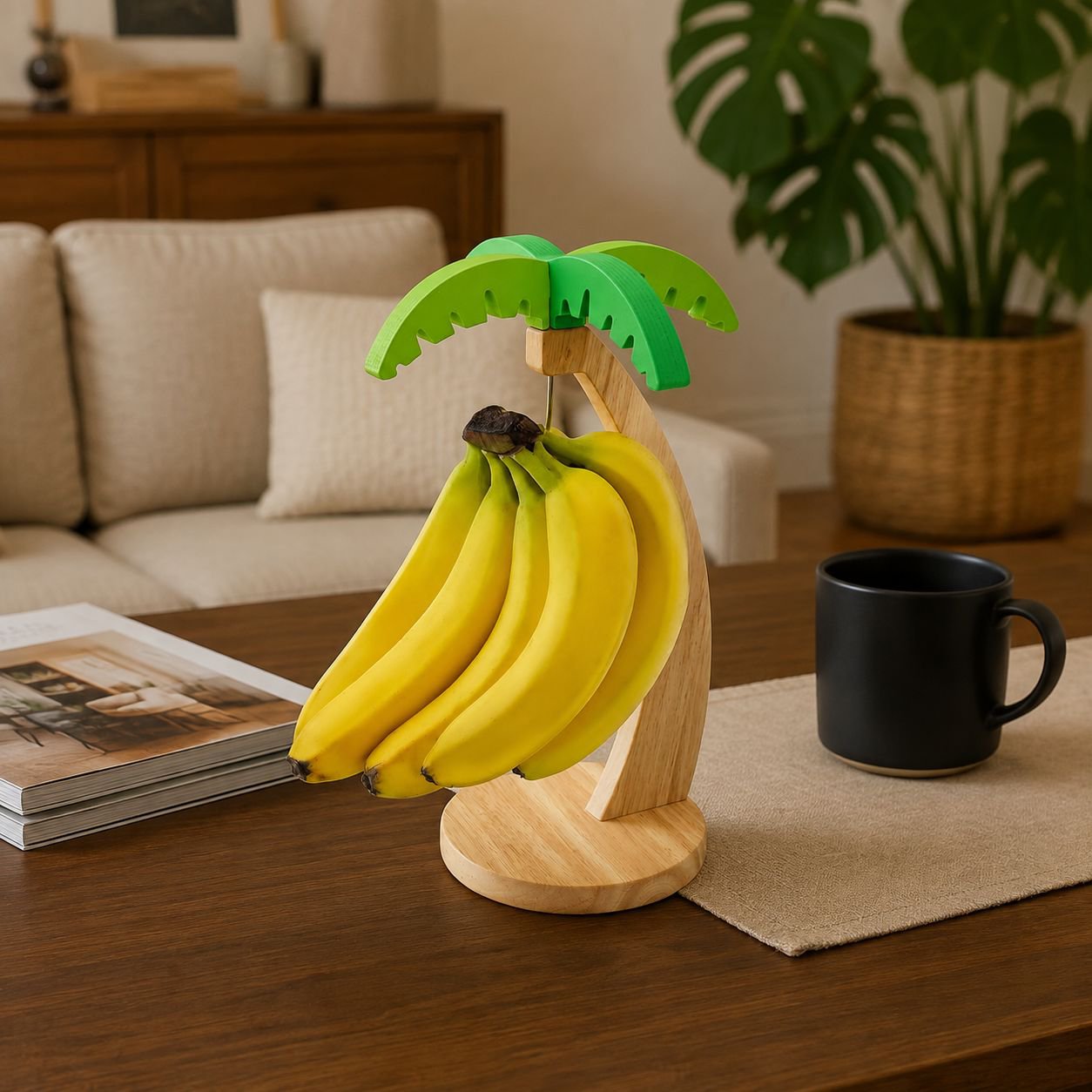 Home Desktop Solid Wood Banana and Fruit Storage Display Rack