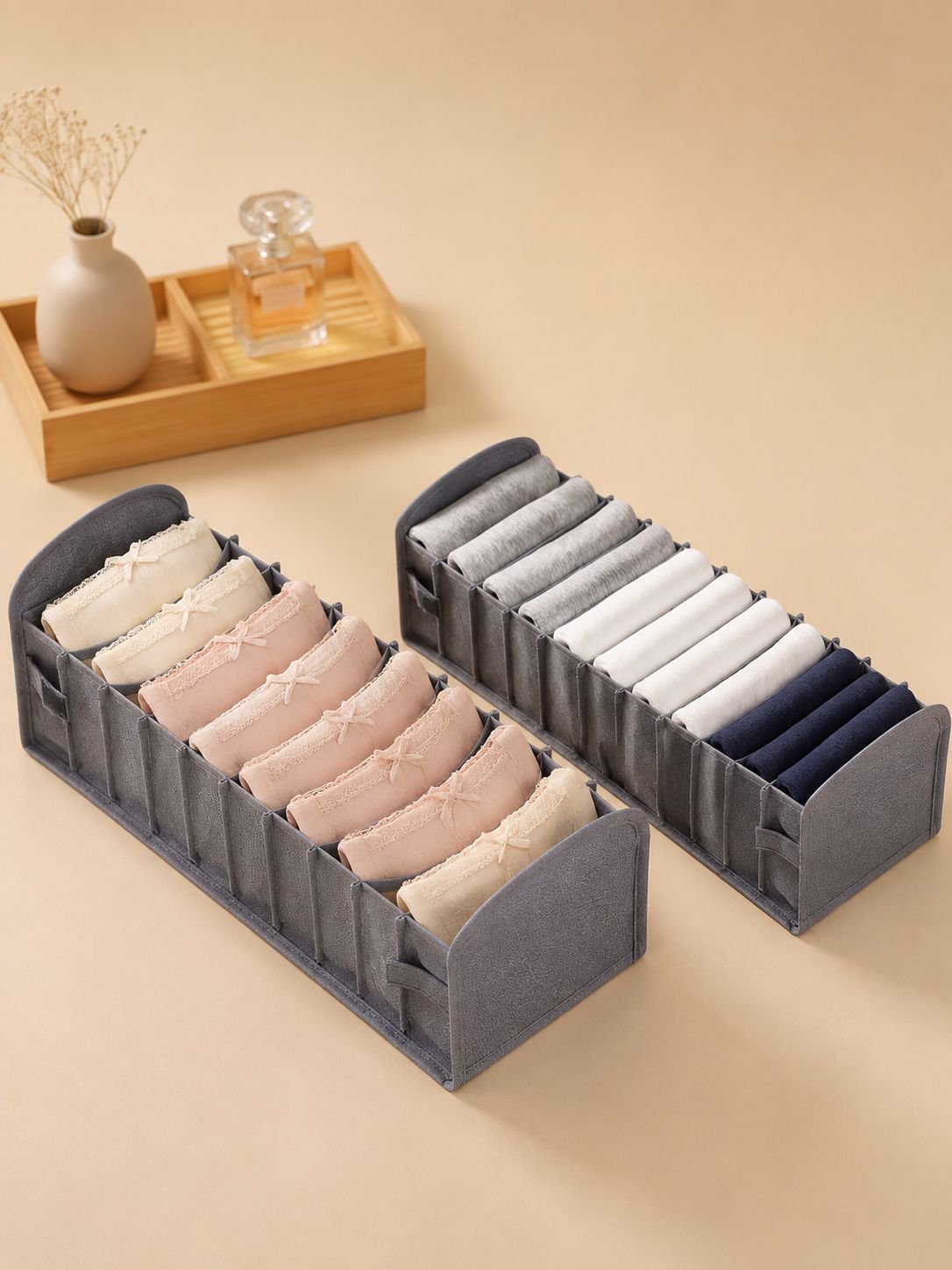 Boîte de rangement pliable pour sous-vêtements, rangement domestique en tissu