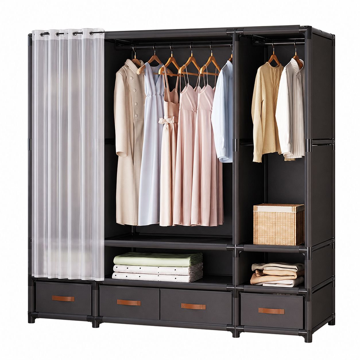 Small Bedroom Floor Wardrobe - Simple, Durable Clothes Storage Rack for Rental