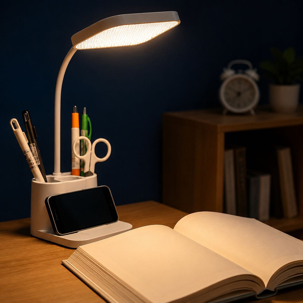 Dormitory Multifunctional Desk Lamp with Pen Holder and Eye Protection, Rechargeable