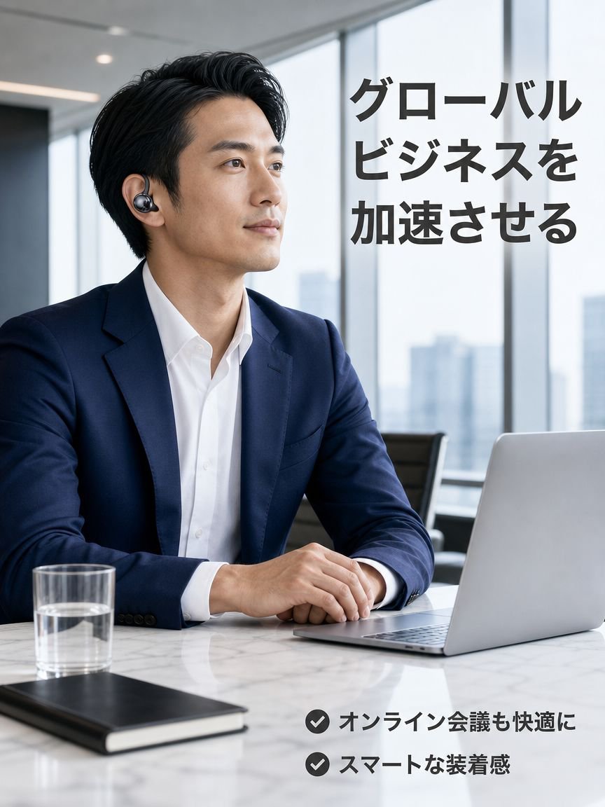 AI多言語翻訳会議用イヤホン、144言語対応リアルタイム翻訳・会議記録