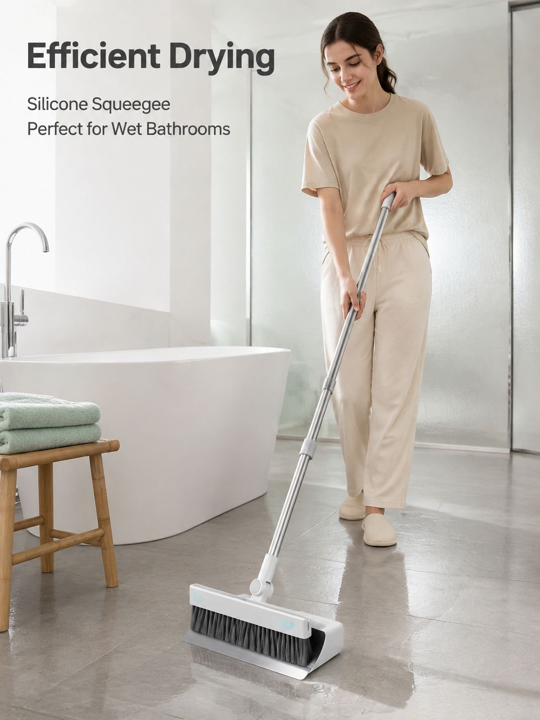 Foldable Large Thick Soft Bristle Broom and Dustpan 3-in-1 Storage Set