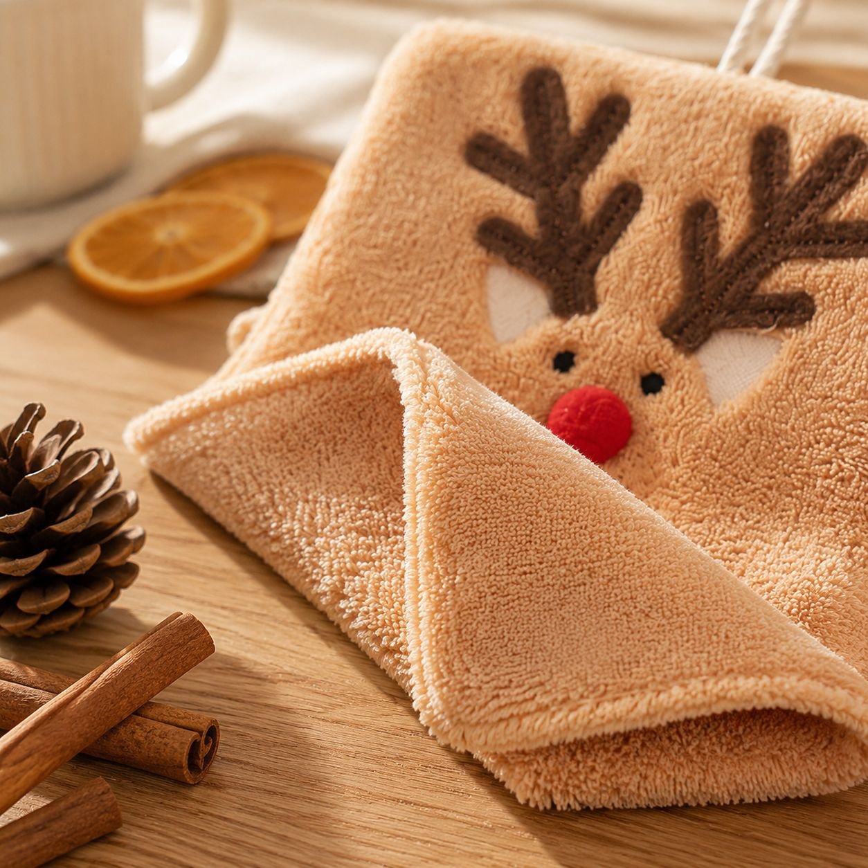 Durable and plush coral velvet towel for Christmas