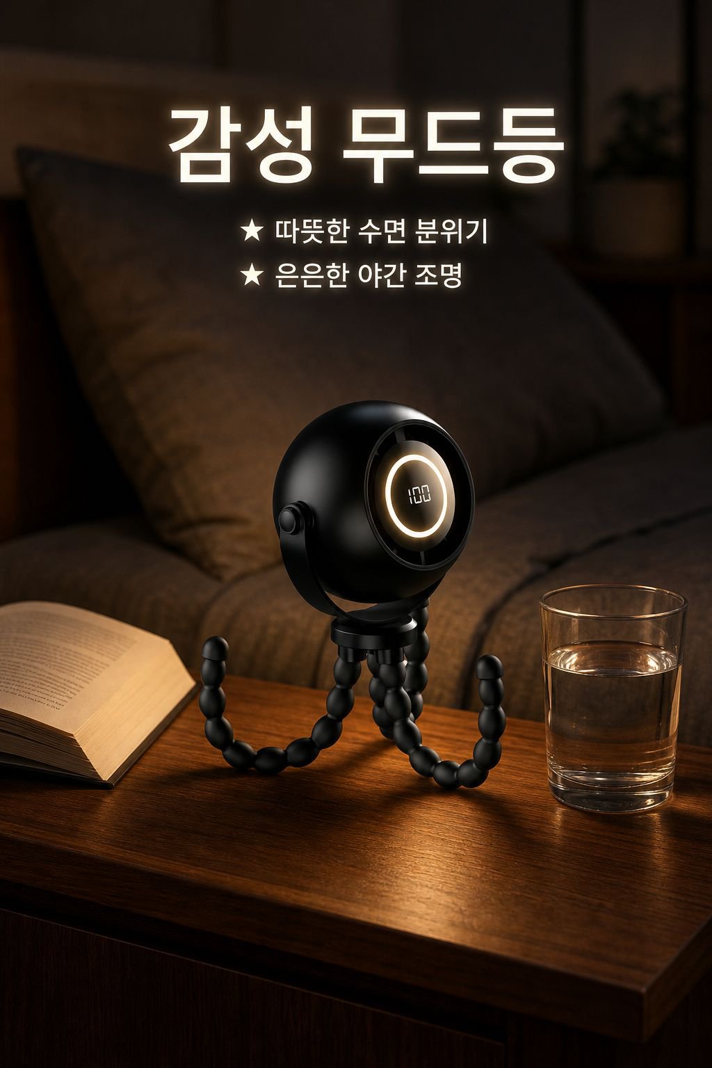 미니 무음 터보 휴대용 유모차 선풍기 무드등 USB 소형 탁상용 선풍기