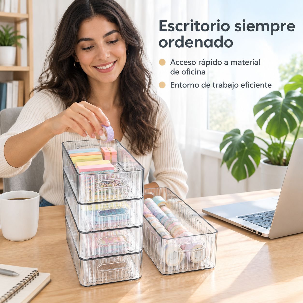 Caja de almacenamiento de escritorio rectangular estrecha de acrílico transparente