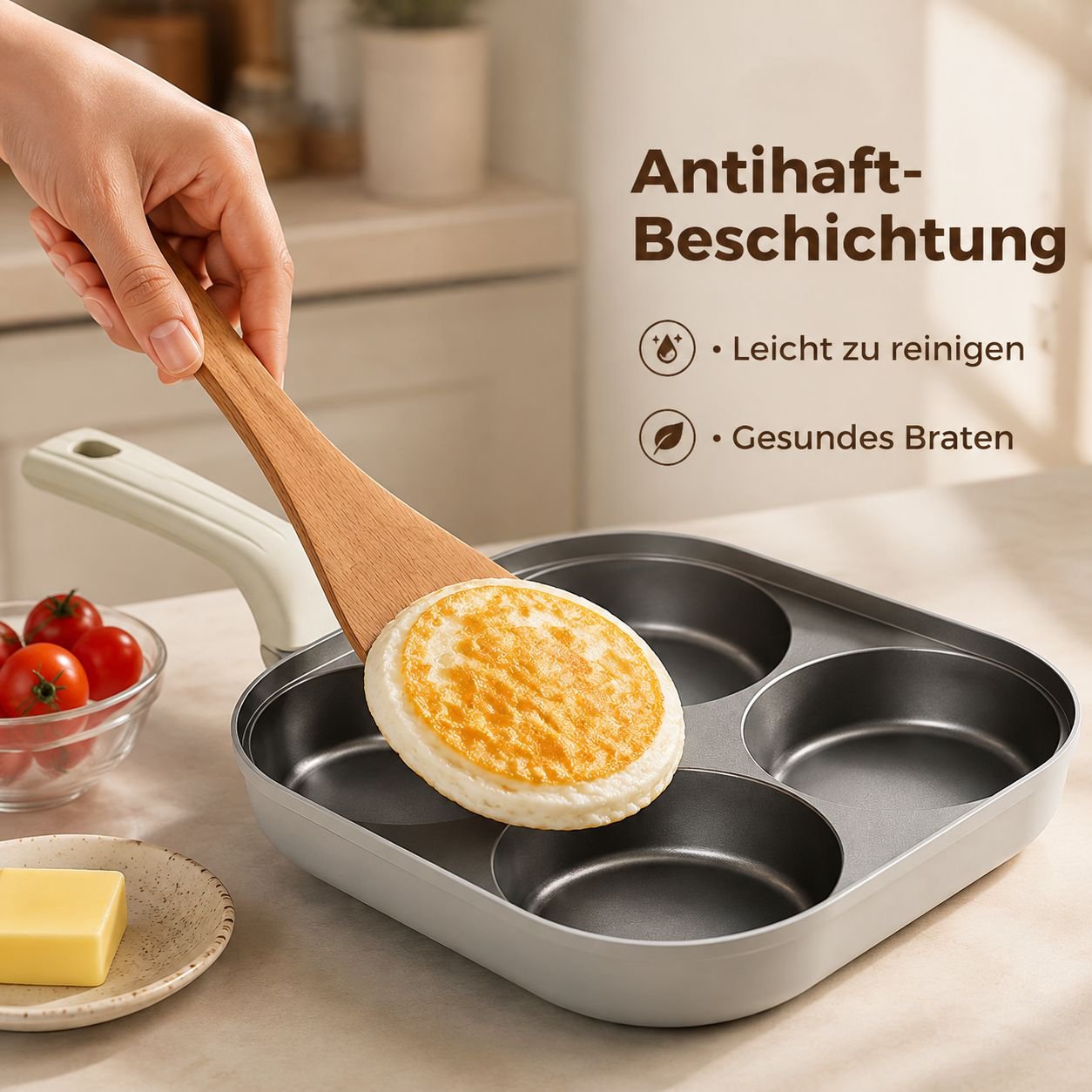 Keramik-Eierpfanne mit vier Mulden