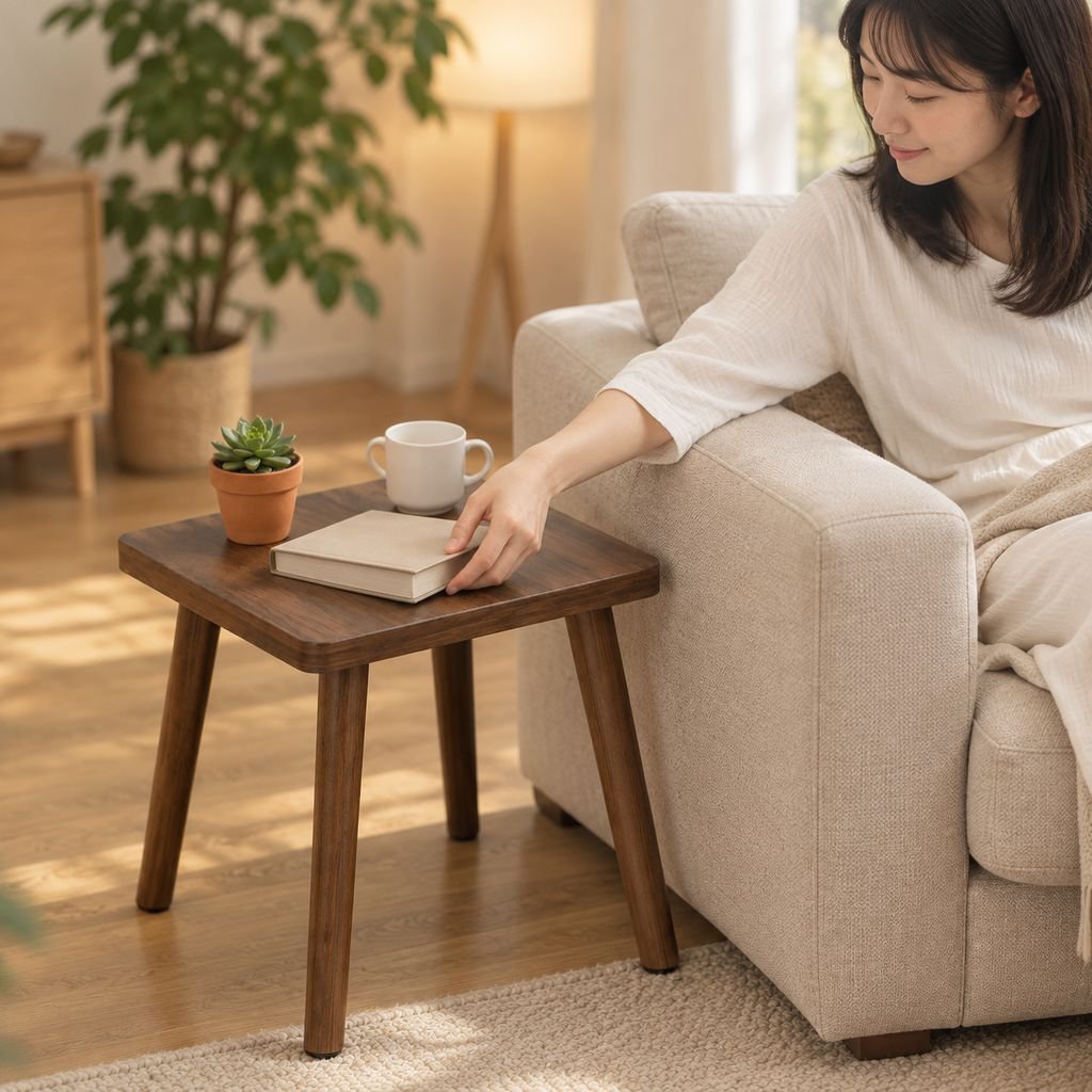 小型の無垢材テーブル